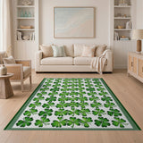 Lucky Green Shamrock Clover Kids Cartoon Area Rug