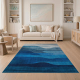 Gradient Blue Wave Abstract Area Rug