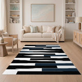 Abstract Black Horizontal Stripe Rug