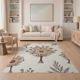 Beige Sunflower Bouquet Floral Area Rug