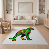 Vibrant Green Cat Pattern Area Rug