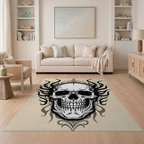 Flaming Skull Tribal Area Rug