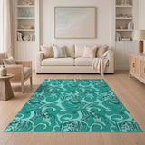 Abstract Area Blue and Teal Swirl Abstract Area Rug