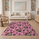 Pink Nautical Anchors Seashells Pattern Rug