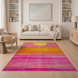 Vibrant Geometric Sun Stripe Area Rug