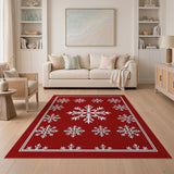 Festive Red Snowflake No. 11 Area Rug