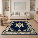 Blue and Teal Traditional Persian Ornate Navy Persian Medallion Area Rug
