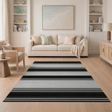 Geometric Modern Black and White Bold Black White Horizontal Striped Area Rug
