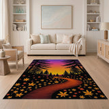 Sunset Pine Forest Path Area Rug