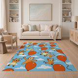 Playful Cartoon Cats with Orange Balloons Rug