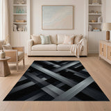 Sleek Geometric Black White Area Rug