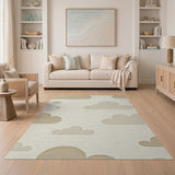 Whimsical Beige Cloud Pattern Area Rug