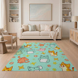 Playful Cartoon Cats with Yarn Balls Area Rug