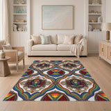Vibrant Rainbow Tuxedo Frame Area Rug