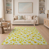 Sunny Yellow Daisy Scatter Area Rug