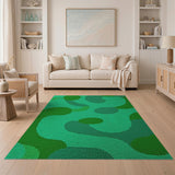 Green Vibrant Green Organic Shapes Area Rug