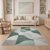 Abstract Teal Green Geometric Area Rug