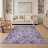Floral Vintage Elegant Purple Floral Vintage Area Rug