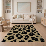 Beige and Neutral Beige Leopard Print Area Rug