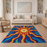 Psychedelic Sunburst Abstract Area Rug