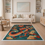 Fiery Twin Dragon Heritage Rug