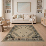 Intricate Beige Persian Border Area Rug