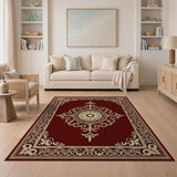 Red Ornate Red Persian Medallion Area Rug