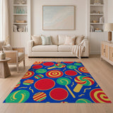 ODIKA Colorful Lollipop Candy Pop Art Washable Area Rug - Low Pile & Non-Slip