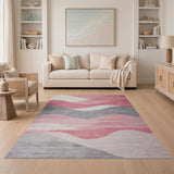 Abstract Area Pink Wave Abstract Area Rug