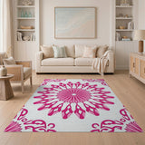 Pink Pink Floral Mandala Area Rug