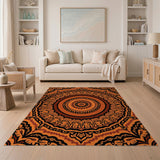 Vibrant Orange Mandala Persian Rug