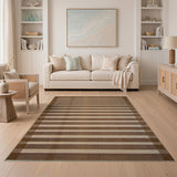 Brown and Tan Geometric Modern Brown Tan Striped Woven Area Rug