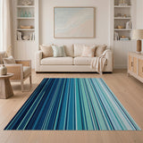 Gradient Blue Vertical Stripe Area Rug