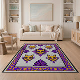 Mystical Purple Cat Mandala Area Rug