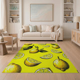 Yellow Zesty Lemon Slices Yellow Fruit Pattern Area Rug