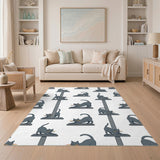 Grey Cartoon Cats Rainbow Whiskers Area Rug