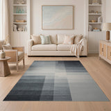 Layered Grey Geometric Abstract Rug