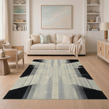 Glitch Cityscape Black White Area Rug