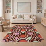 Vibrant Interlocking Chain Geometric Area Rug