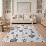Retro Cassette Tape Smiley Orange Cartoon Rug