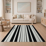 Geometric Modern Vertical Stripe Bold Black White Vertical Stripe Area Rug