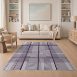 Purple Grid Geometric Area Rug