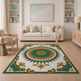 Traditional Persian Teal Gold Medallion Persian Area Rug