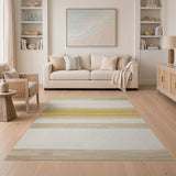 Beige Yellow Horizontal Stripe Area Rug