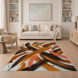 Abstract Brushstroke Area Rug in Warm Earth Tones
