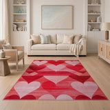 Bold Red Hearts Geometric Area Rug