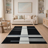 Modern Black White Geometric Area Rug