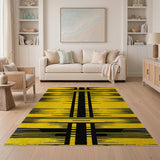 Bold Yellow Black Geometric Modern Area Rug