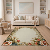 Vintage Peony Floral Border Area Rug