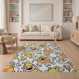 Playful Yellow Cartoon Egg Area Rug